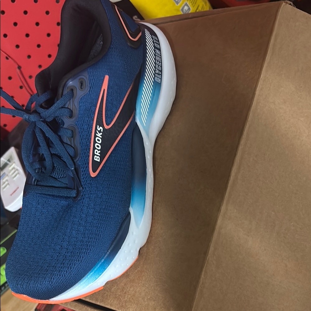 Brooks Navy and Coral Athletic Sneakers